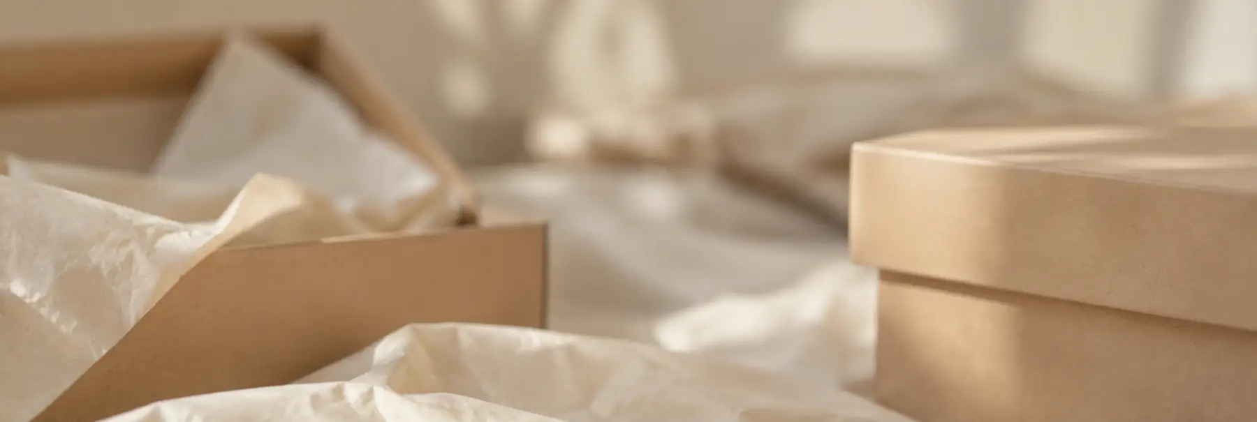 Kraft paper shoe boxes with cream tissue paper