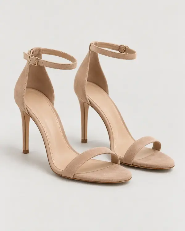 Ankle-Strap Heel in nude suede, pair