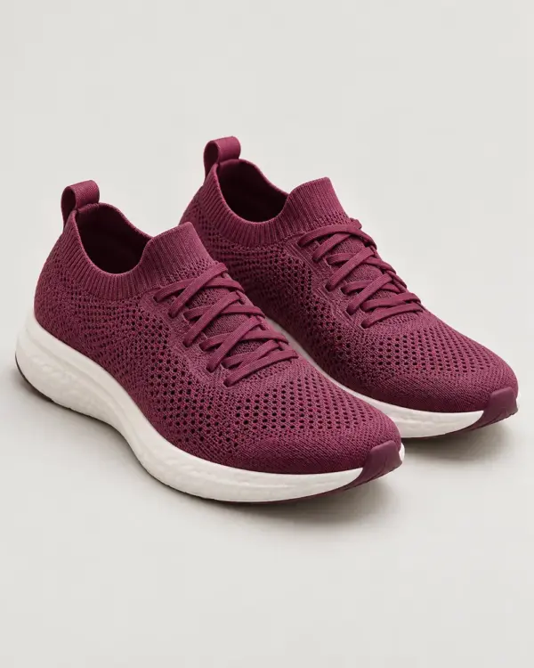 Knit Trainer in plum knit, pair