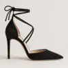 Lace-Up Stiletto in black suede, side view