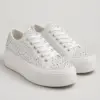 Sparkle Platform Sneaker in white embellished canvas, pair