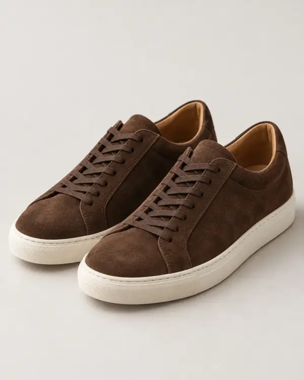 Suede Low-Top in chocolate brown suede, pair