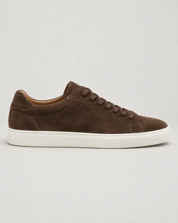 Suede Low-Top in chocolate brown suede, side view