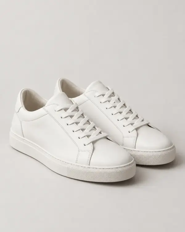 Everyday White Sneaker in white leather, pair