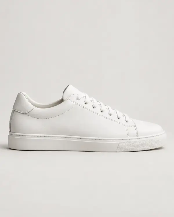 Everyday White Sneaker in white leather, side view